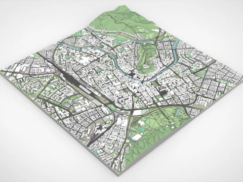 Paisagem urbana de Liubliana Eslov&ecirc;nia Modelo 3D