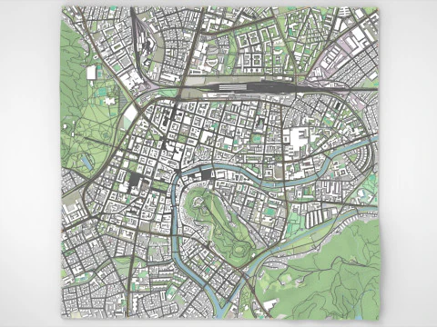 Paisagem urbana de Liubliana Eslov&ecirc;nia Modelo 3D