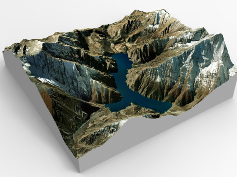 Phoksundo mountain lake Nepal 3D Model
