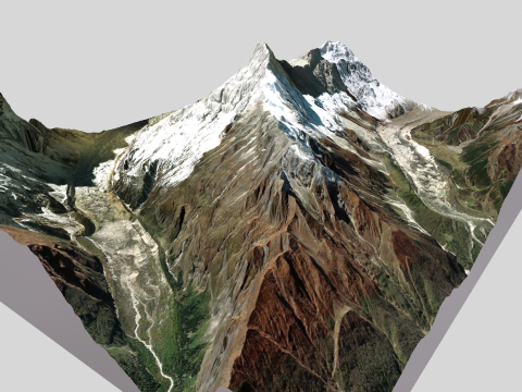 Mountain landscape Lanjam Glacier Gandaki Pradesh Nepal Model 3D