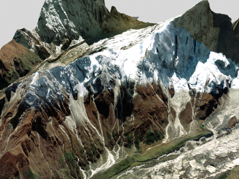 Mountain landscape Lanjam Glacier Gandaki Pradesh Nepal Model 3D