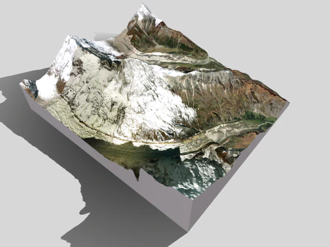 Mountain landscape Lanjam Glacier Gandaki Pradesh Nepal 3D Model