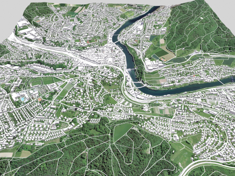Cityscape Schaffhausen Switzerland 3D Model