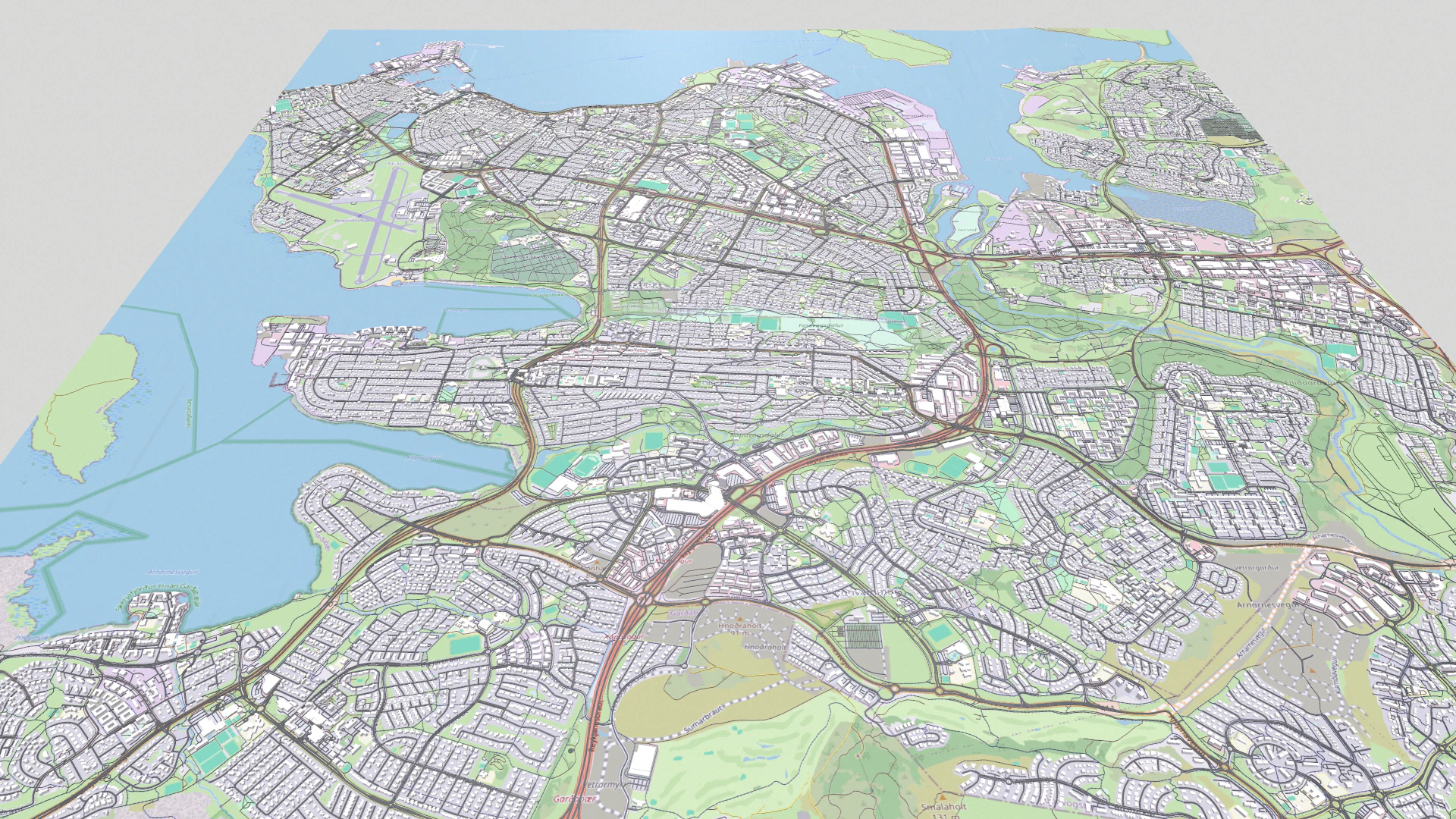 Cityscape Reykjavik Iceland 3D Model .c4d .max .obj .3ds .fbx .stl .blend 