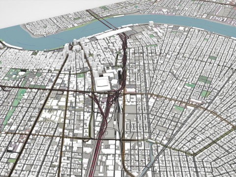 Cityscape New Orleans Louisiana United States 3D Модель