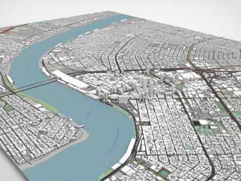Cityscape New Orleans Louisiana United States 3D Модель
