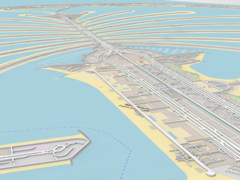 The Palm Jumeirah Island Dubai UAE Streets and roads Modelo 3D