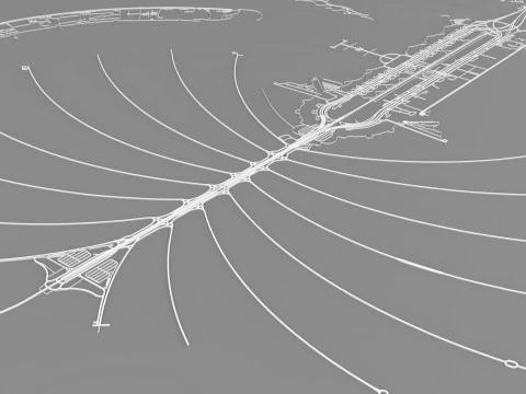 The Palm Jumeirah Island Dubai UAE Streets and roads 3D Model