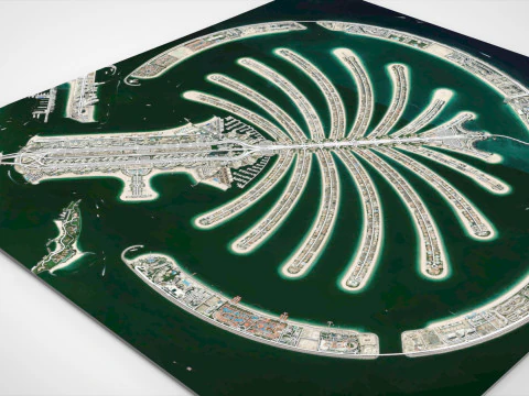 The Palm Jumeirah Island Dubai UAE Streets and roads 3D Model