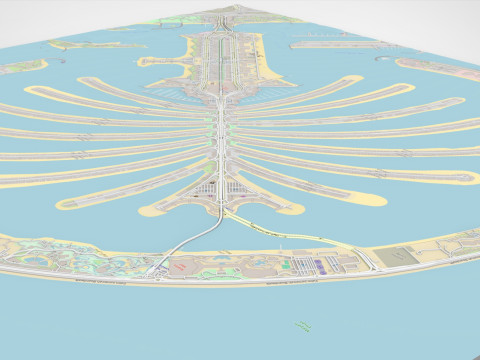 The Palm Jumeirah Island Dubai UAE Streets and roads Modelo 3D