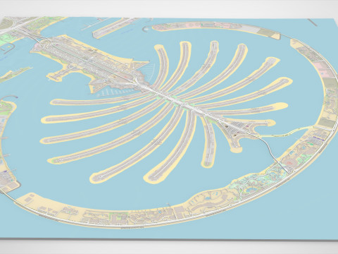 The Palm Jumeirah Island Dubai UAE Streets and roads Modelo 3D