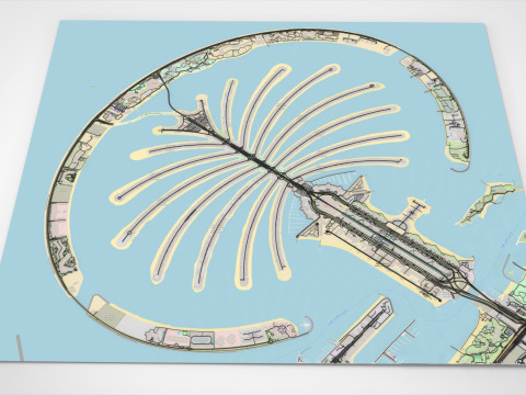 The Palm Jumeirah Island Dubai UAE Streets and roads Modelo 3D