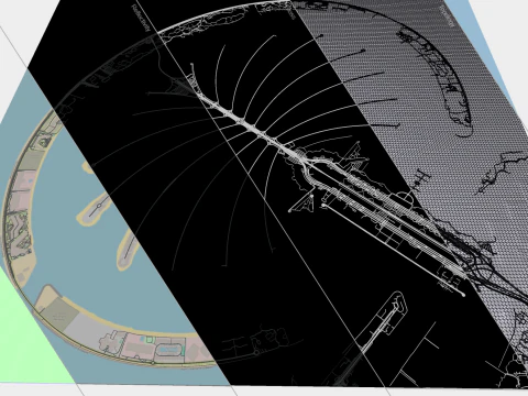 The Palm Jumeirah Island Dubai UAE Streets and roads 3D Model