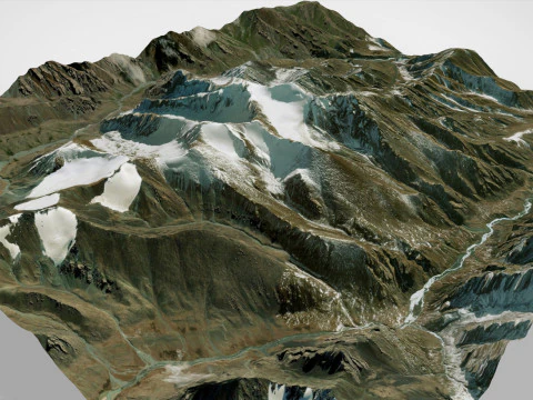 Mountain Landscape Zhongcha Peak China 4413 m 3D Model