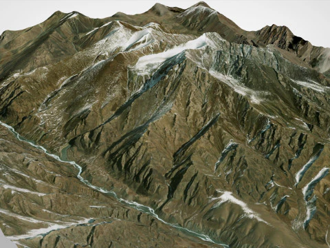 Mountain Landscape Zhongcha Peak China 4413 m 3D Model