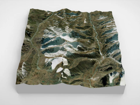Mountain Landscape Zhongcha Peak China 4413 m 3D Model