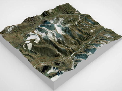 Mountain Landscape Zhongcha Peak China 4413 m 3D Model