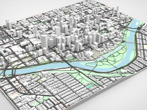 Cityscape Calgary Canada 3D Model