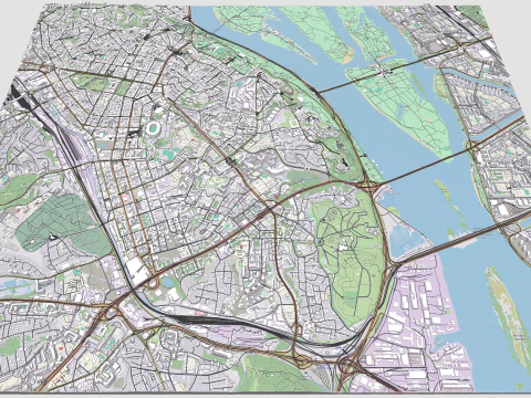 Cidade do fragmento da paisagem urbana de Kyiv Ucr&acirc;nia Modelo 3D