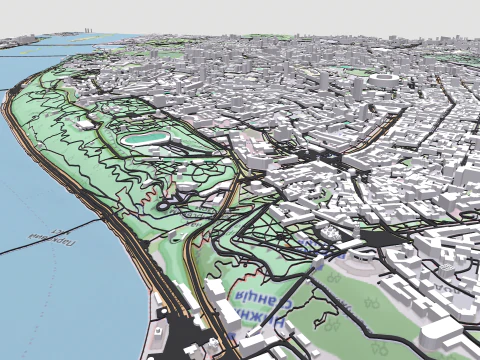 Cityscape Kyiv Ukraine fragment city 3D Model