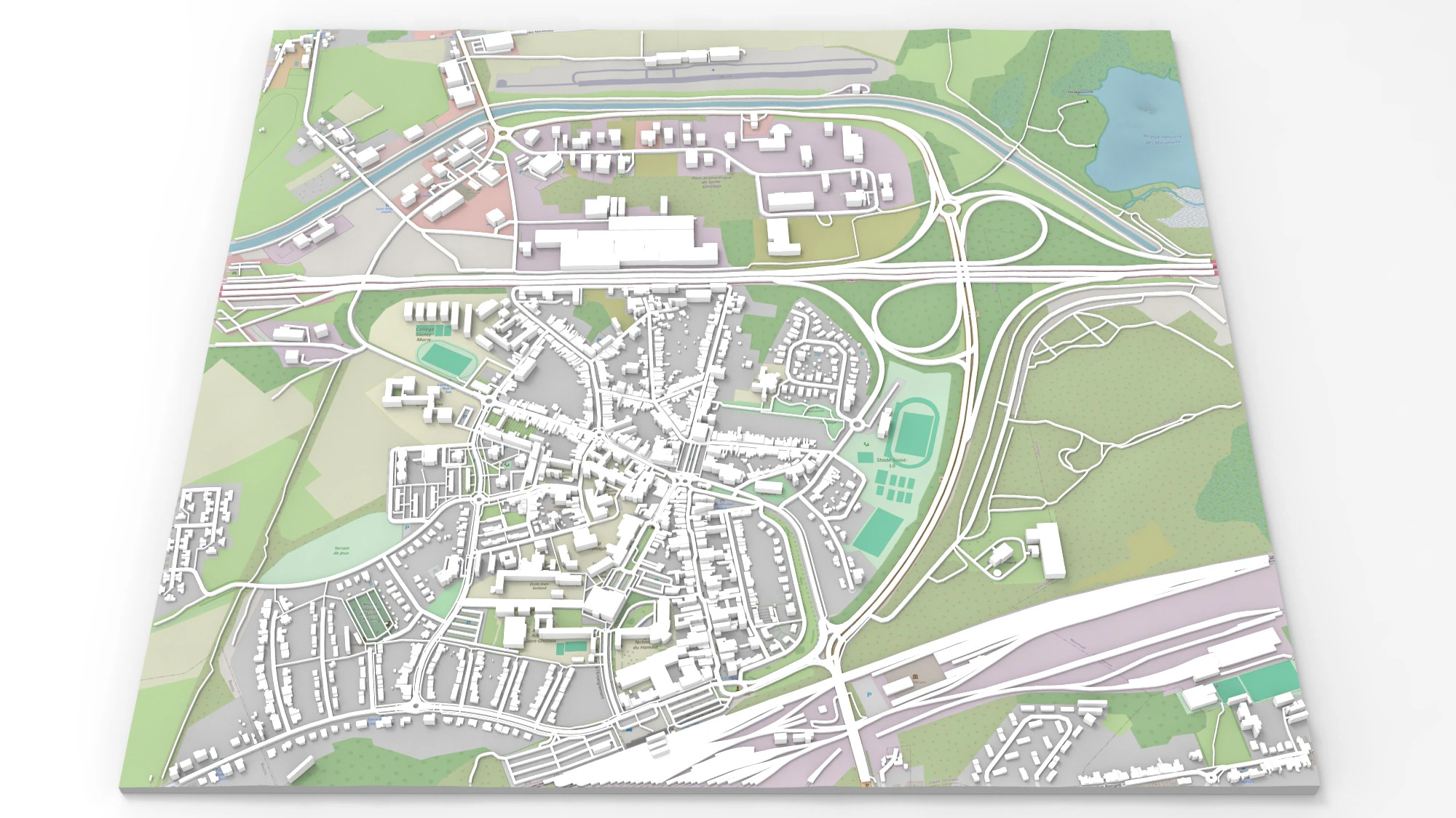 Cityscape Saint-Ghislain Wallonia Belgium 3D Model .c4d .max .obj .3ds .fbx .stl .blend 