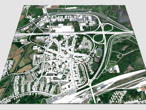 Cityscape Saint-Ghislain Wallonia Belgium 3D Model