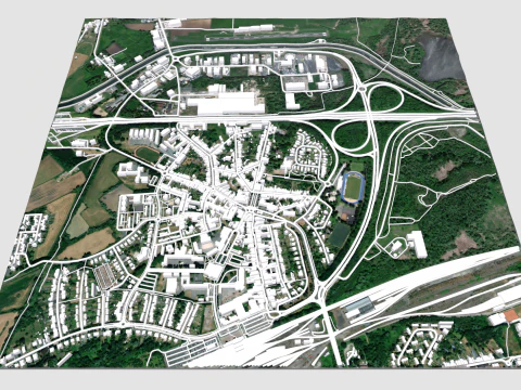 Cityscape Saint-Ghislain Wallonia Belgium 3D Model