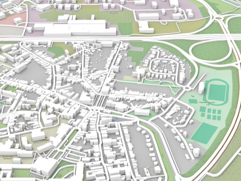 Cityscape Saint-Ghislain Wallonia Belgium 3D Model