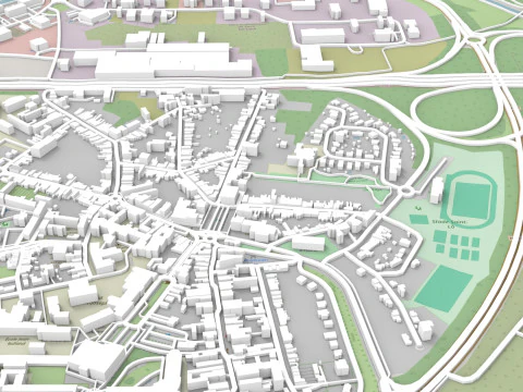 Cityscape Saint-Ghislain Wallonia Belgium 3D Model