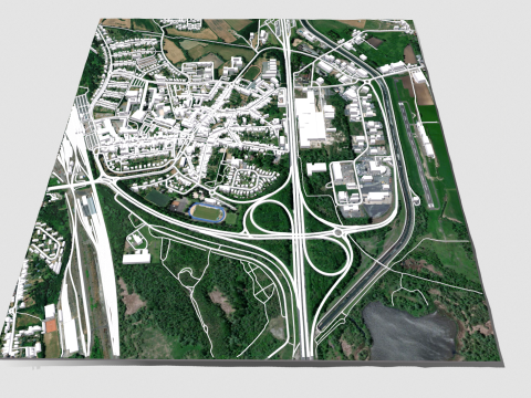 Cityscape Saint-Ghislain Wallonia Belgium 3D Model