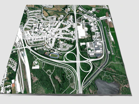 Cityscape Saint-Ghislain Wallonia Belgium 3D Model