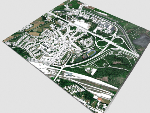 Cityscape Saint-Ghislain Wallonia Belgium 3D Model