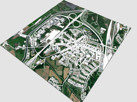 Cityscape Saint-Ghislain Wallonia Belgium 3D Model