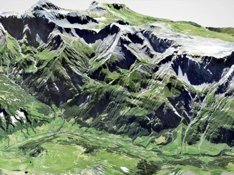 Mountain landscape Piz Segnas Glarus Alps 3D Model