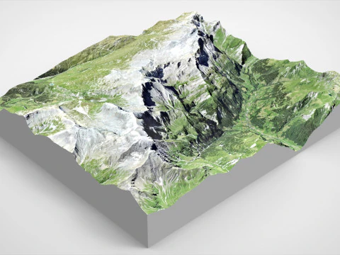 Mountain landscape Piz Segnas Glarus Alps 3D Model