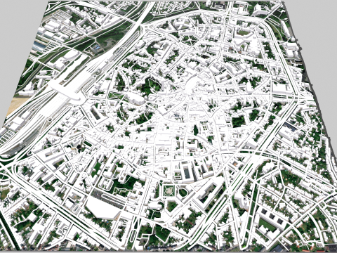 Cityscape Mons Belgium 3D Model