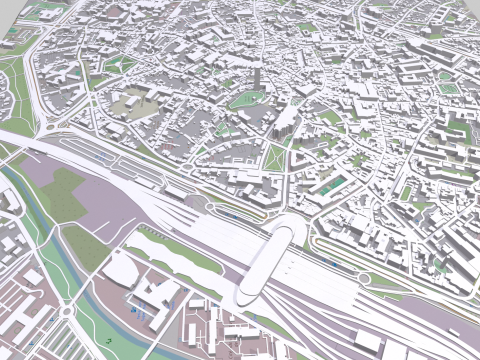 Cityscape Mons Belgium 3D Model