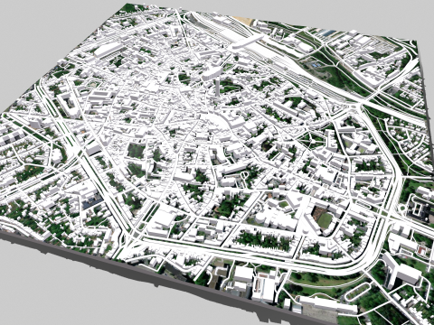 Cityscape Mons Belgium 3D Model