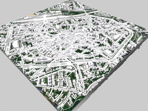 Cityscape Mons Belgium 3D Model