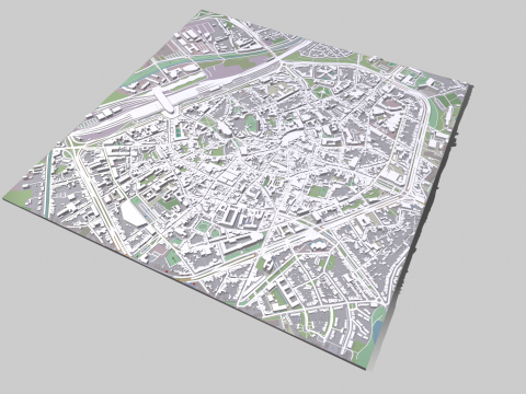 Cityscape Mons Belgium 3D Model