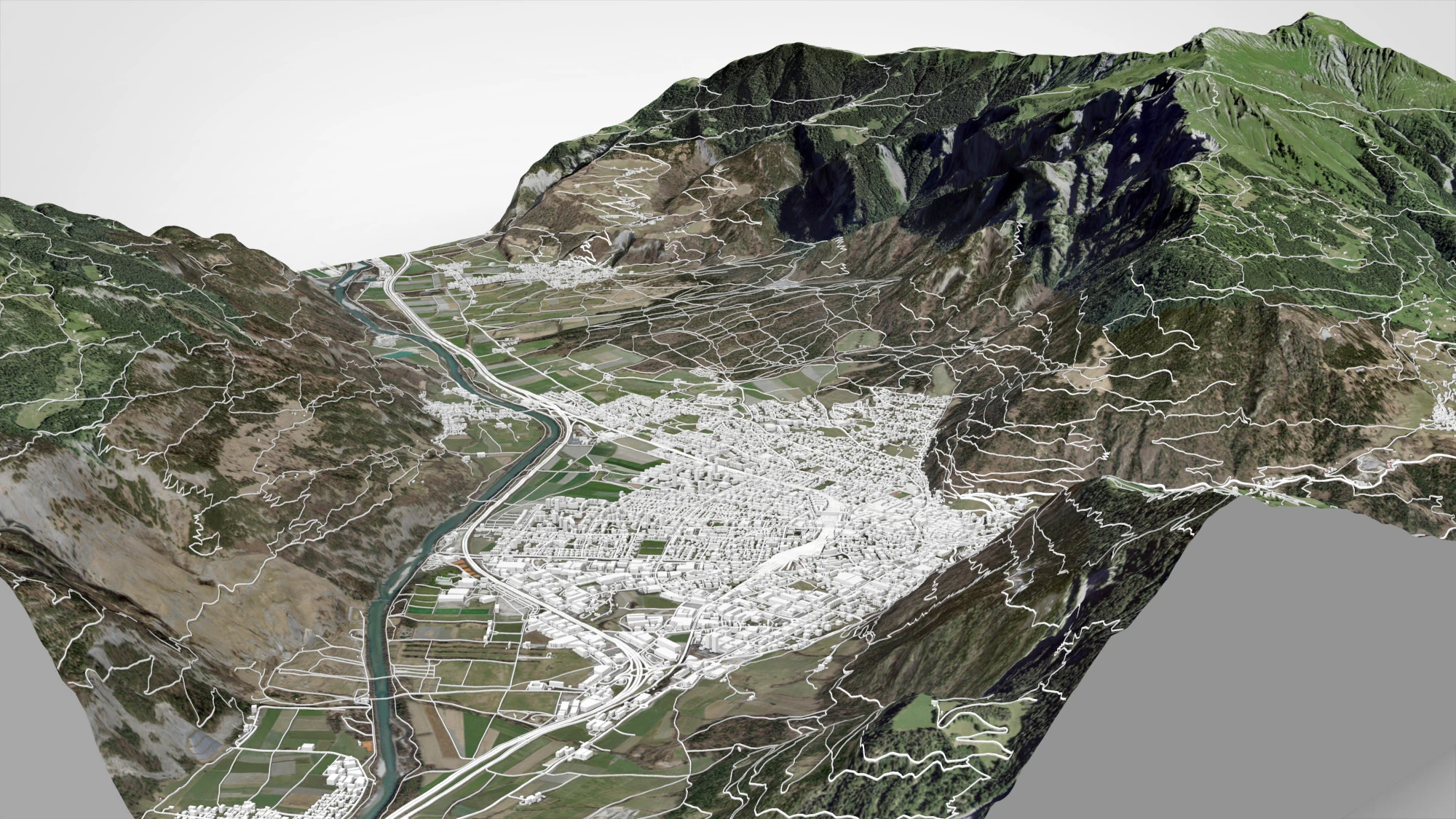 Cityscape Chur Switzerland 3D Model .c4d .max .obj .3ds .fbx .stl .blend 