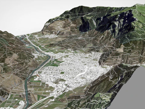 Paesaggio urbano Coira Svizzera Modello 3D