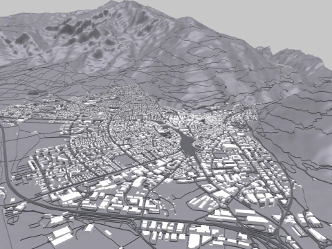 Cityscape Chur Switzerland 3D Model