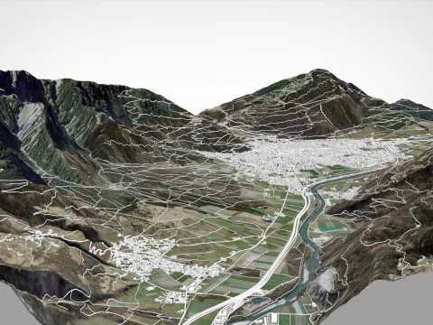Cityscape Chur Switzerland 3D Model