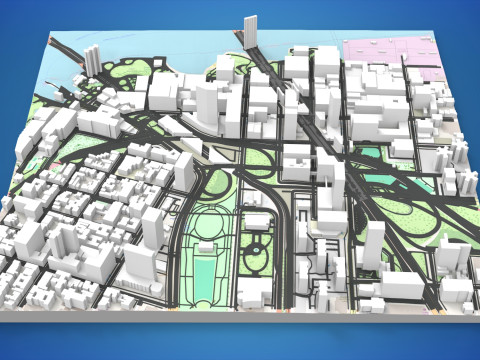 Cityscape New York Downtown 3D Model