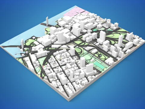 Cityscape New York Downtown 3D Model
