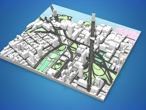 Cityscape New York Downtown 3D Model