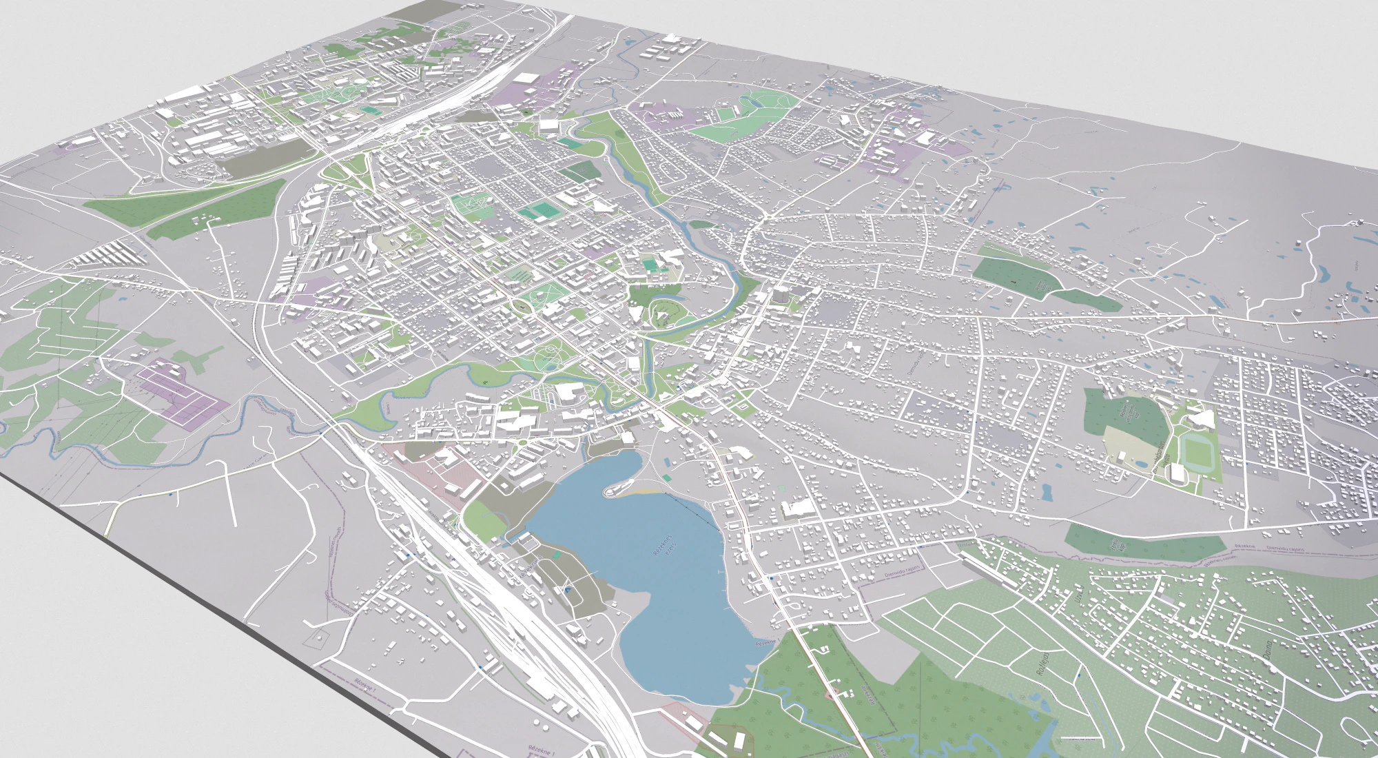 Cityscape Rezekne Latvia 3D Model .c4d .max .obj .3ds .fbx .stl .blend