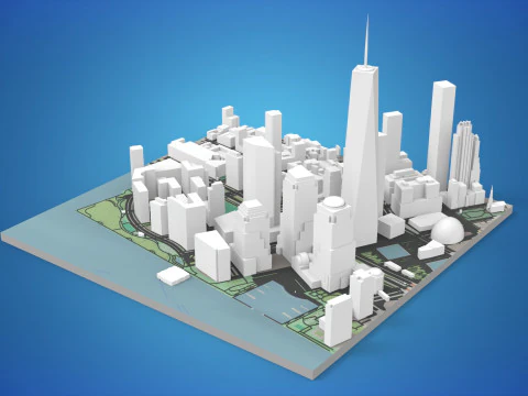 Pejzaż miejski Nowego Jorku, ulica zachodnia Model 3D