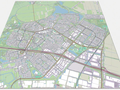 Paisagem urbana Zoetermeer Holanda Modelo 3D
